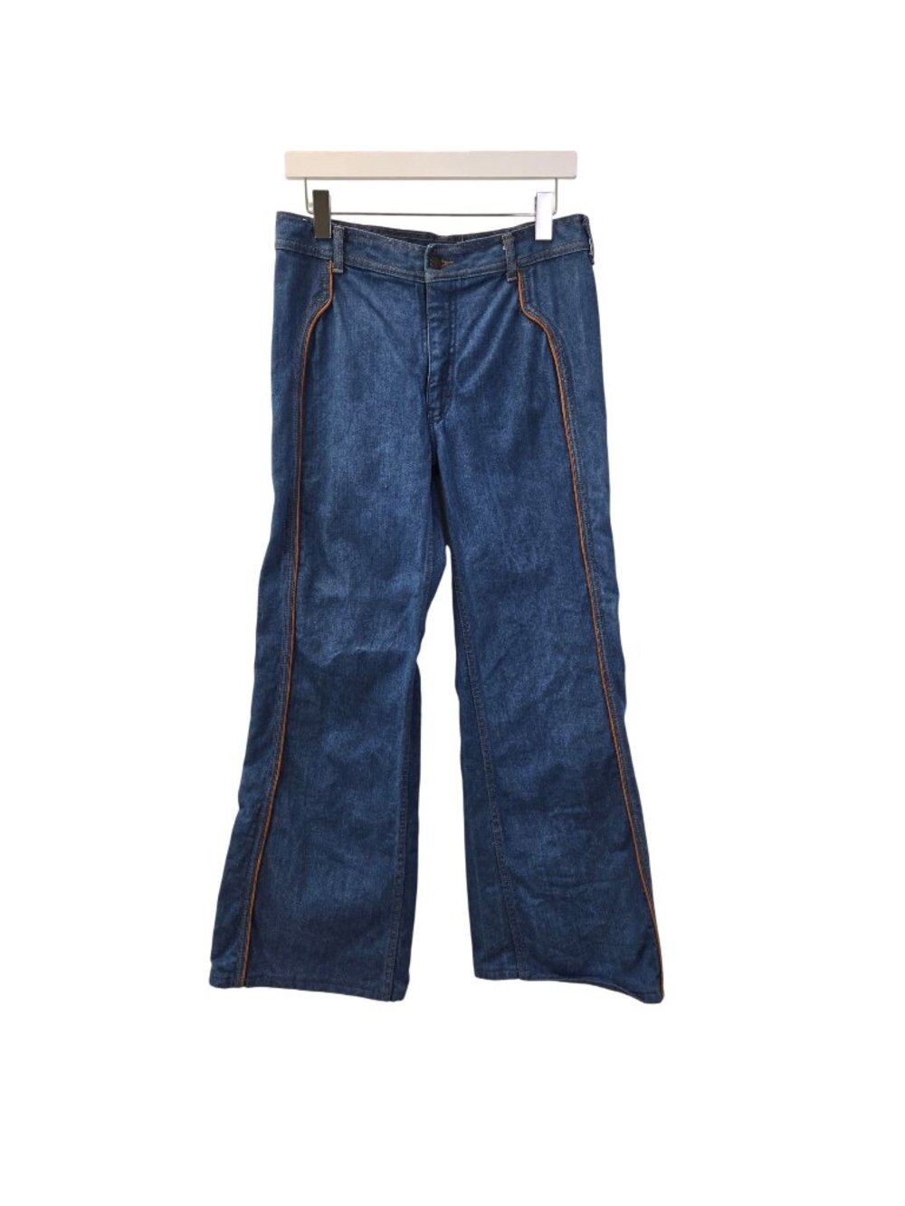 Vintage Brittania High Rise Flare Leg Jeans with Vegan Leather Trim Size 32